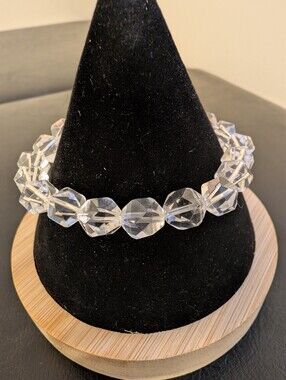 Clear Faceted Crystal Stretch Bracelet| Statement Jewelry